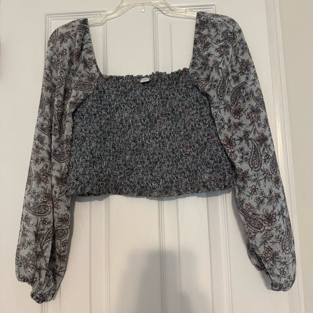 American Eagle Outfitters Paisley Long Sleeve Blouse